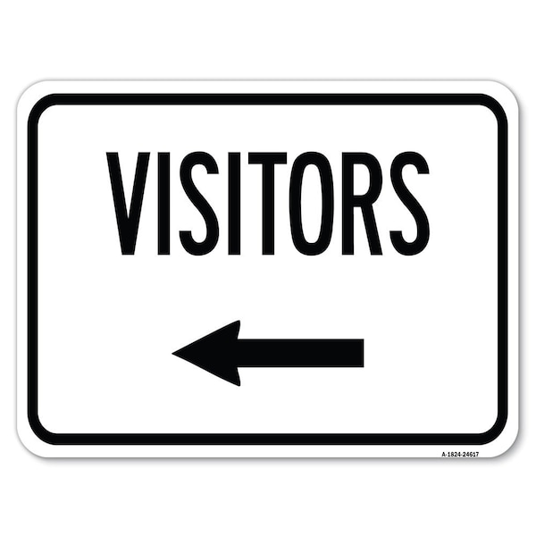 Visitors with Left Arrow Heavy-Gauge Aluminum Rust Proof Parking Sign, 18" x 24", A-1824-24617